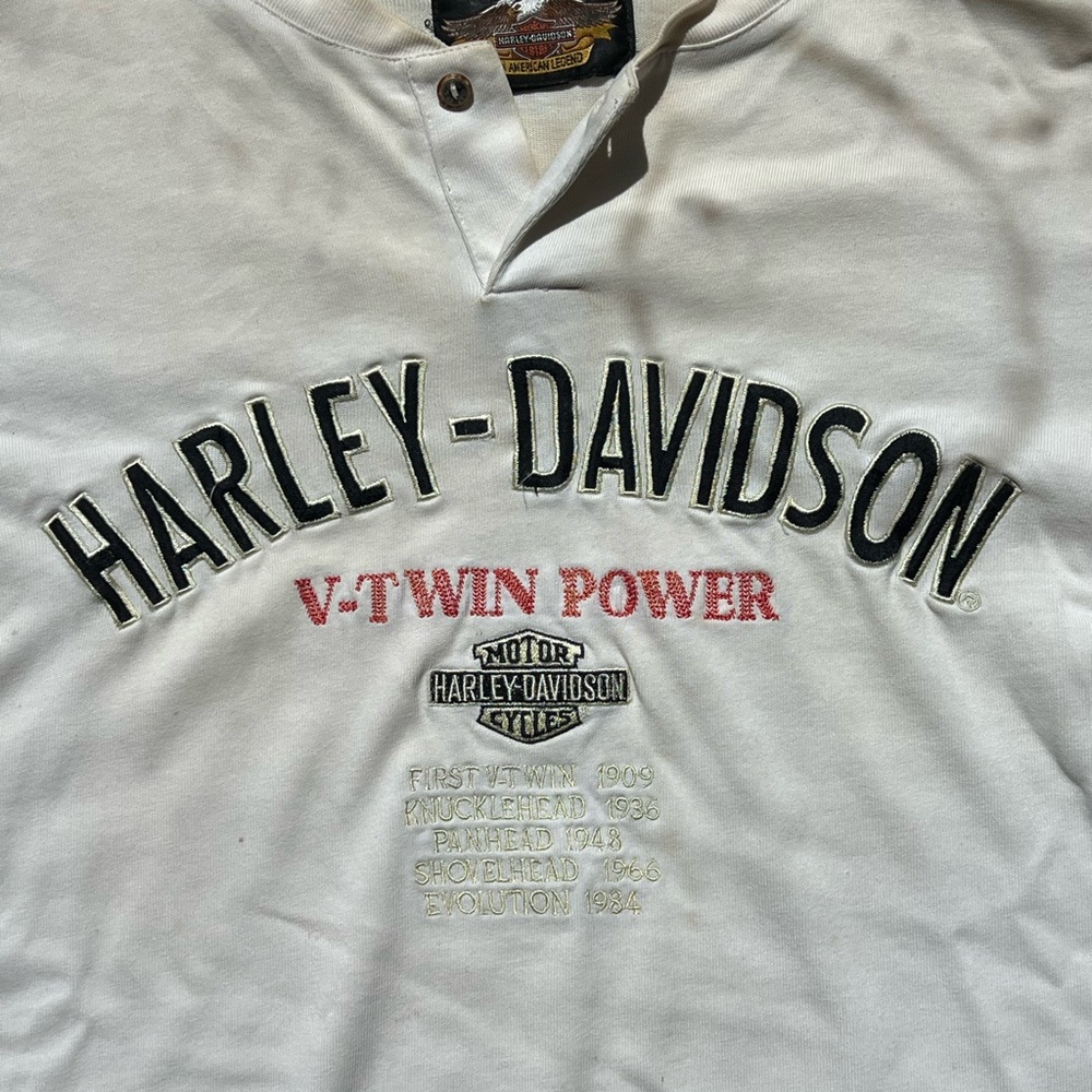 Cream colored Harley Davidson size M long sleeve Henley shirt